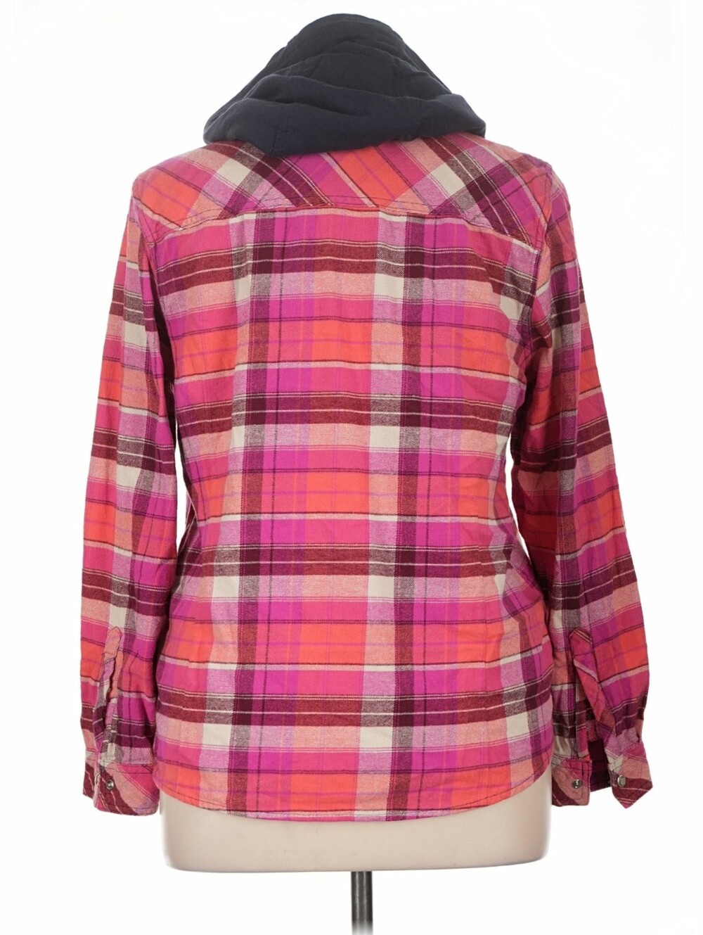 Legendary Whitetails plaid 98% cotton black hooded jacket snap front buttons - Picture 2 of 14